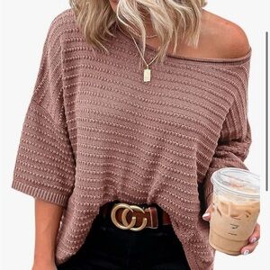 EUC Dokotoo Women's 3/4 Sleeve Loose Tunic Tops Lightweight Knit Sweater Blouse